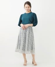 F1FGV47140 MK MICHEL KLEIN(小さいサイズ)(メゾン ドゥ サンク) 【小さいサイズ】切替えデザインボリュームスリーブニット/洗える グリーン