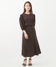 F1FGV47140 MK MICHEL KLEIN(小さいサイズ)(メゾン ドゥ サンク) 【小さいサイズ】切替えデザインボリュームスリーブニット/洗える グリーン