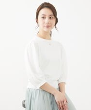 F1FGV47140 MK MICHEL KLEIN(小さいサイズ)(メゾン ドゥ サンク) 【小さいサイズ】切替えデザインボリュームスリーブニット/洗える グリーン