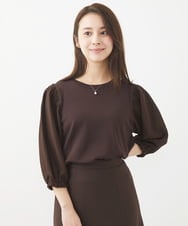 F1FGV47140 MK MICHEL KLEIN(小さいサイズ)(メゾン ドゥ サンク) 【小さいサイズ】切替えデザインボリュームスリーブニット/洗える ブラウン