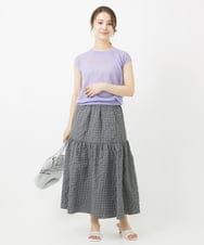 F1FGV52090 MK MICHEL KLEIN(小さいサイズ)(メゾン ドゥ サンク) 【小さいサイズ】バックギャザーシアーニット/洗える ラベンダー