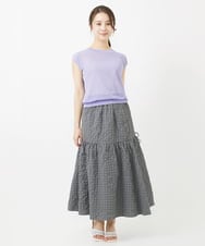 F1FGV52090 MK MICHEL KLEIN(小さいサイズ)(メゾン ドゥ サンク) 【小さいサイズ】バックギャザーシアーニット/洗える ラベンダー