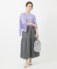 F1FGV52090 MK MICHEL KLEIN(小さいサイズ)(メゾン ドゥ サンク) 【小さいサイズ】バックギャザーシアーニット/洗える ラベンダー