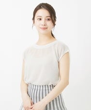 F1FGV52090 MK MICHEL KLEIN(小さいサイズ)(メゾン ドゥ サンク) 【小さいサイズ】バックギャザーシアーニット/洗える ラベンダー