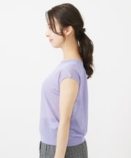 F1FGV52090 MK MICHEL KLEIN(小さいサイズ)(メゾン ドゥ サンク) 【小さいサイズ】バックギャザーシアーニット/洗える ラベンダー