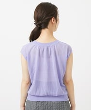 F1FGV52090 MK MICHEL KLEIN(小さいサイズ)(メゾン ドゥ サンク) 【小さいサイズ】バックギャザーシアーニット/洗える ラベンダー