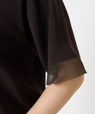 F1FHA52120 MK MICHEL KLEIN(小さいサイズ)(メゾン ドゥ サンク) 【小さいサイズ】袖シアークロップドニット/接触冷感/UVカット/洗える ホワイト
