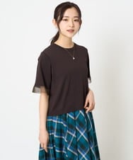 F1FHA52120 MK MICHEL KLEIN(小さいサイズ)(メゾン ドゥ サンク) 【小さいサイズ】袖シアークロップドニット/接触冷感/UVカット/洗える ホワイト