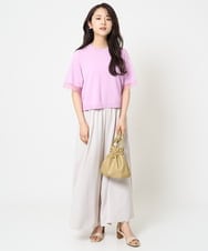 F1FHA52120 MK MICHEL KLEIN(小さいサイズ)(メゾン ドゥ サンク) 【小さいサイズ】袖シアークロップドニット/接触冷感/UVカット/洗える ホワイト