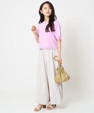 F1FHA52120 MK MICHEL KLEIN(小さいサイズ)(メゾン ドゥ サンク) 【小さいサイズ】袖シアークロップドニット/接触冷感/UVカット/洗える ホワイト