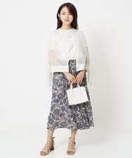 F1FHA52120 MK MICHEL KLEIN(小さいサイズ)(メゾン ドゥ サンク) 【小さいサイズ】袖シアークロップドニット/接触冷感/UVカット/洗える ホワイト