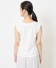 F1FHA56150 MK MICHEL KLEIN(小さいサイズ)(メゾン ドゥ サンク) 【小さいサイズ】ボーダー透かし編みニット×タンクトップ/洗える ベージュ