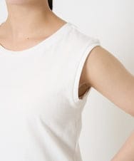 F1FHA56150 MK MICHEL KLEIN(小さいサイズ)(メゾン ドゥ サンク) 【小さいサイズ】ボーダー透かし編みニット×タンクトップ/洗える ベージュ