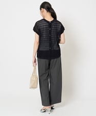 F1FHA56150 MK MICHEL KLEIN(小さいサイズ)(メゾン ドゥ サンク) 【小さいサイズ】ボーダー透かし編みニット×タンクトップ/洗える ベージュ
