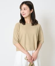 F1FHA60110 MK MICHEL KLEIN(小さいサイズ)(メゾン ドゥ サンク) 【小さいサイズ】五分袖サマーニット ベージュ