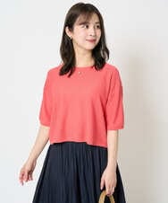 F1FHA60110 MK MICHEL KLEIN(小さいサイズ)(メゾン ドゥ サンク) 【小さいサイズ】五分袖サマーニット ベージュ