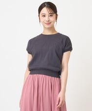 F1FHV60120 MK MICHEL KLEIN(小さいサイズ)(メゾン ドゥ サンク) 【小さいサイズ】チュールデザインコンパクトニット/接触冷感/洗える グリーン