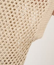 F1FHV62130 MK MICHEL KLEIN(小さいサイズ)(メゾン ドゥ サンク) 【小さいサイズ】メッシュ編みショート丈ニット/洗える グリーン