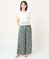 F1FHV62130 MK MICHEL KLEIN(小さいサイズ)(メゾン ドゥ サンク) 【小さいサイズ】メッシュ編みショート丈ニット/洗える グリーン