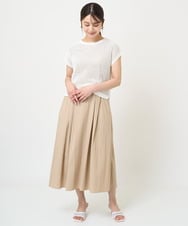 F1FHV62130 MK MICHEL KLEIN(小さいサイズ)(メゾン ドゥ サンク) 【小さいサイズ】メッシュ編みショート丈ニット/洗える グリーン