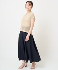F1FHV62130 MK MICHEL KLEIN(小さいサイズ)(メゾン ドゥ サンク) 【小さいサイズ】メッシュ編みショート丈ニット/洗える グリーン