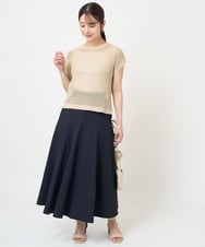 F1FHV62130 MK MICHEL KLEIN(小さいサイズ)(メゾン ドゥ サンク) 【小さいサイズ】メッシュ編みショート丈ニット/洗える グリーン