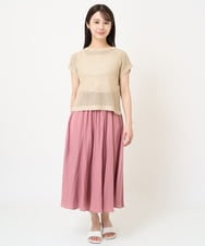 F1FHV62130 MK MICHEL KLEIN(小さいサイズ)(メゾン ドゥ サンク) 【小さいサイズ】メッシュ編みショート丈ニット/洗える グリーン