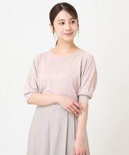 F1FHV63120 MK MICHEL KLEIN(小さいサイズ)(メゾン ドゥ サンク) 【小さいサイズ】ボリュームスリーブVネックラメニット/洗える ピンク
