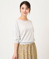 F1FHV63120 MK MICHEL KLEIN(小さいサイズ)(メゾン ドゥ サンク) 【小さいサイズ】ボリュームスリーブVネックラメニット/洗える ピンク