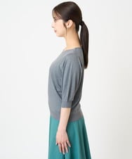 F1FHV63120 MK MICHEL KLEIN(小さいサイズ)(メゾン ドゥ サンク) 【小さいサイズ】ボリュームスリーブVネックラメニット/洗える ピンク