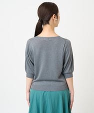 F1FHV63120 MK MICHEL KLEIN(小さいサイズ)(メゾン ドゥ サンク) 【小さいサイズ】ボリュームスリーブVネックラメニット/洗える ピンク