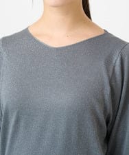 F1FHV63120 MK MICHEL KLEIN(小さいサイズ)(メゾン ドゥ サンク) 【小さいサイズ】ボリュームスリーブVネックラメニット/洗える ピンク