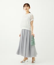 F1FJA26120 MK MICHEL KLEIN(小さいサイズ)(メゾン ドゥ サンク) 【小さいサイズ】チュールテープデザインフレンチスリーブニット/洗える ホワイト