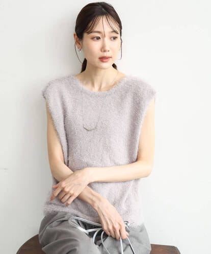 F1FJD22120 MK MICHEL KLEIN(小さいサイズ) 【小さいサイズ】[洗える]前後2wayシャギーニットジレ