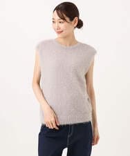 F1FJD22120 MK MICHEL KLEIN(小さいサイズ)(メゾン ドゥ サンク) 【小さいサイズ】[洗える]前後2wayシャギーニットジレ ピンクグレージュ