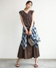 F1FJD22120 MK MICHEL KLEIN(小さいサイズ)(メゾン ドゥ サンク) 【小さいサイズ】[洗える]前後2wayシャギーニットジレ ピンクグレージュ