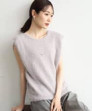 F1FJD22120 MK MICHEL KLEIN(小さいサイズ)(メゾン ドゥ サンク) 【小さいサイズ】[洗える]前後2wayシャギーニットジレ ピンクグレージュ