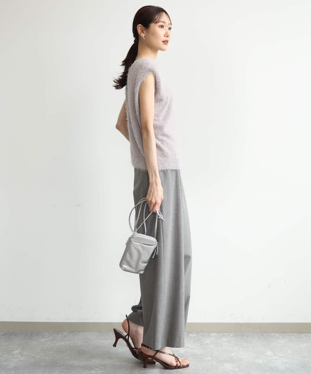 F1FJD22120 MK MICHEL KLEIN(小さいサイズ)(メゾン ドゥ サンク) 【小さいサイズ】[洗える]前後2wayシャギーニットジレ ピンクグレージュ