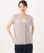 F1FJD22120 MK MICHEL KLEIN(小さいサイズ)(メゾン ドゥ サンク) 【小さいサイズ】[洗える]前後2wayシャギーニットジレ ピンクグレージュ