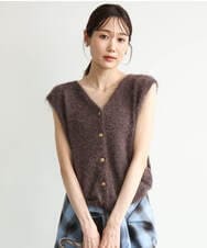 F1FJD22120 MK MICHEL KLEIN(小さいサイズ)(メゾン ドゥ サンク) 【小さいサイズ】[洗える]前後2wayシャギーニットジレ ブラウン