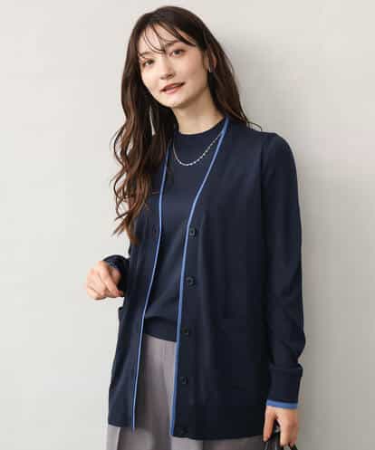 F1FJD30180 MK MICHEL KLEIN(小さいサイズ) 【小さいサイズ】[洗える]配色カラーニットアンサンブル