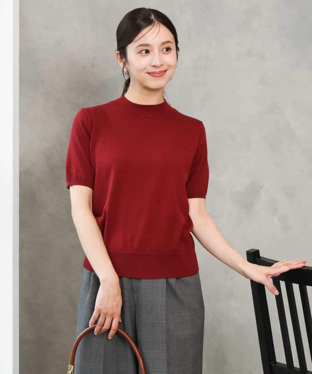 F1FJD30180 MK MICHEL KLEIN(小さいサイズ)(メゾン ドゥ サンク) 【小さいサイズ】[洗える]配色カラーニットアンサンブル ネイビー