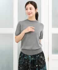 F1FJD30180 MK MICHEL KLEIN(小さいサイズ)(メゾン ドゥ サンク) 【小さいサイズ】[洗える]配色カラーニットアンサンブル ネイビー