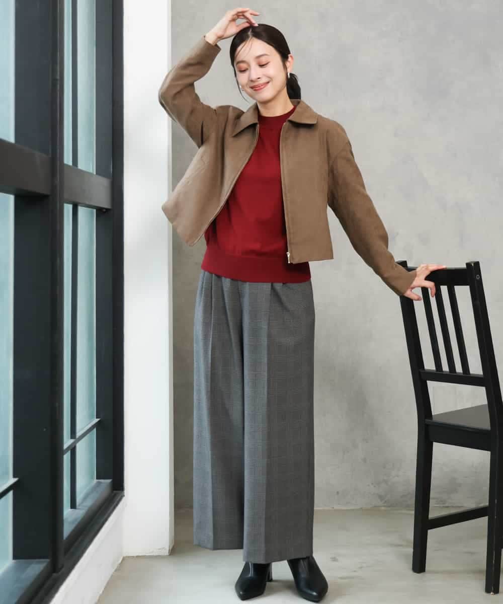 F1FJD30180 MK MICHEL KLEIN(小さいサイズ)(メゾン ドゥ サンク) 【小さいサイズ】[洗える]配色カラーニットアンサンブル ネイビー