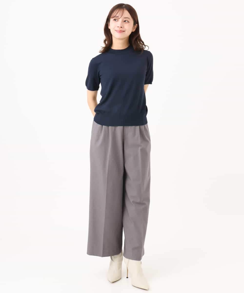 F1FJD30180 MK MICHEL KLEIN(小さいサイズ)(メゾン ドゥ サンク) 【小さいサイズ】[洗える]配色カラーニットアンサンブル ネイビー