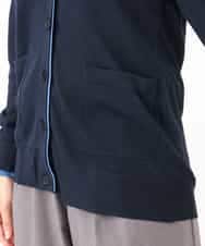 F1FJD30180 MK MICHEL KLEIN(小さいサイズ)(メゾン ドゥ サンク) 【小さいサイズ】[洗える]配色カラーニットアンサンブル ネイビー