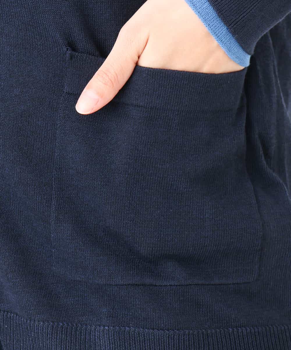 F1FJD30180 MK MICHEL KLEIN(小さいサイズ)(メゾン ドゥ サンク) 【小さいサイズ】[洗える]配色カラーニットアンサンブル ネイビー