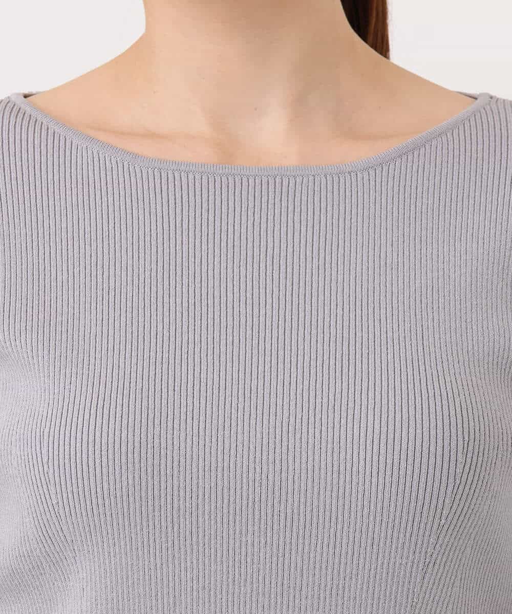 F1FJD31130 MK MICHEL KLEIN(小さいサイズ)(メゾン ドゥ サンク) 【小さいサイズ】[洗える]袖レースデザインリブニット グレー