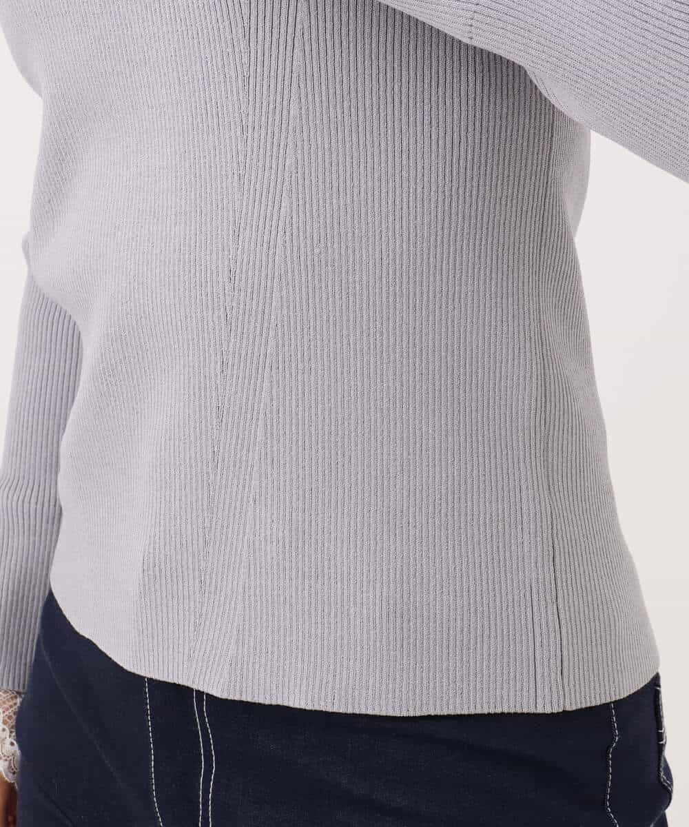 F1FJD31130 MK MICHEL KLEIN(小さいサイズ)(メゾン ドゥ サンク) 【小さいサイズ】[洗える]袖レースデザインリブニット グレー