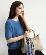 F1FJD32130 MK MICHEL KLEIN(小さいサイズ)(メゾン ドゥ サンク) 【小さいサイズ】[洗える]半袖シャギーニット マスタード